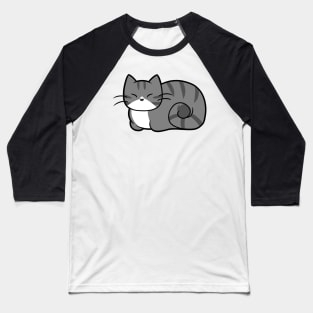 Grey n White Striped Cat Baseball T-Shirt